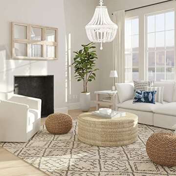 TOCHIC Bohemian Wood Beaded Chandelier,Rustic Boho Chandelier Pendant Light Fixture,Ceiling Lamp for Foyer Living Room Bedroom Kitchen Dining Room Office Nursery Entryway