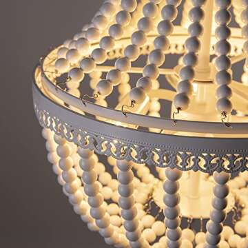 TOCHIC Bohemian Wood Beaded Chandelier,Rustic Boho Chandelier Pendant Light Fixture,Ceiling Lamp for Foyer Living Room Bedroom Kitchen Dining Room Office Nursery Entryway