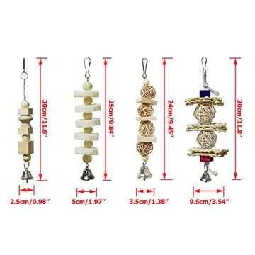 BWOGUE 7 Packs Bird Parrot Toys Natural Wood Chewing Toy Bird Cage Toys Hanging Swing Hammock Climbi...
