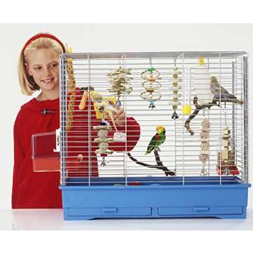 BWOGUE 7 Packs Bird Parrot Toys Natural Wood Chewing Toy Bird Cage Toys Hanging Swing Hammock Climbing Ladders Toys for Small Parakeets, Cockatiels, Conures, Finches,Budgie, Parrots, Love Birds