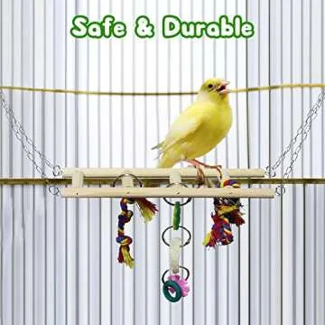 BWOGUE 7 Packs Bird Parrot Toys Natural Wood Chewing Toy Bird Cage Toys Hanging Swing Hammock Climbing Ladders Toys for Small Parakeets, Cockatiels, Conures, Finches,Budgie, Parrots, Love Birds