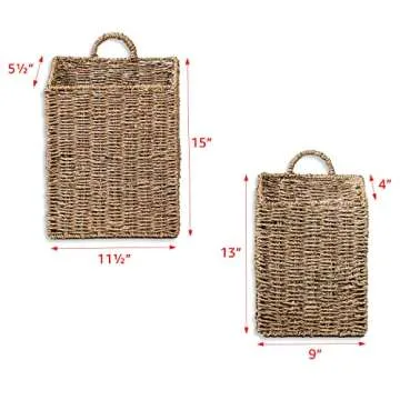 Stylish Hanging Wall Mounted Baskets - Set of 2 Large