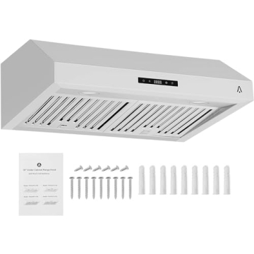 Euker Range Hood,30 Inch Range Hood for Under Cabine Stainless Steel 3-Speed Exhaust Fan,Touch Scree...