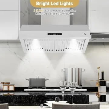 Euker Range Hood,30 Inch Range Hood for Under Cabine Stainless Steel 3-Speed Exhaust Fan,Touch Screen, Dishwasher Safe Baffle Filters, LED Lamps, 400 Max Blower CFM,Low Noise for Kichten