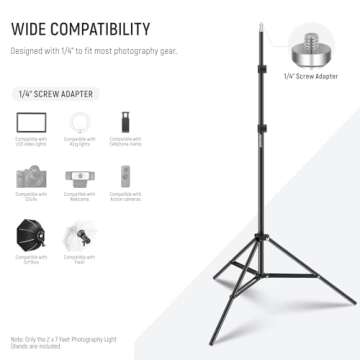 NEEWER Photography Light Stand, 7 Feet / 210cm Aluminum Alloy Photo Studio Tripod Stands for Video, Portrait and Photography Lighting, Reflectors, Soft Boxes, Umbrellas, Backgrounds (2 Pieces)