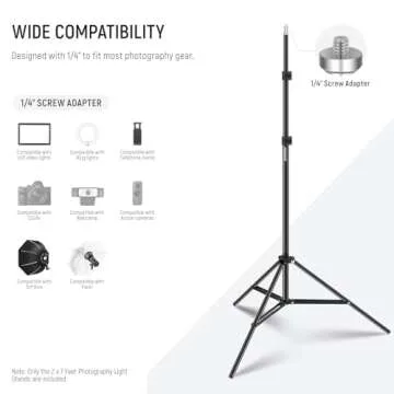 NEEWER Photography Light Stand, 7 Feet / 210cm Aluminum Alloy Photo Studio Tripod Stands for Video, Portrait and Photography Lighting, Reflectors, Soft Boxes, Umbrellas, Backgrounds (2 Pieces)