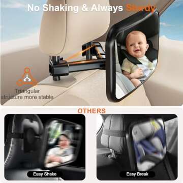 Anatec Baby Car Mirror, Car Seat Mirror for Rear Facing, Upgraded Safety Car Mirror for Infant Newbo...