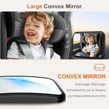 Anatec Baby Car Mirror, Car Seat Mirror for Rear Facing, Upgraded Safety Car Mirror for Infant Newborn with Hook Clip Design Non-Shaking Wide Crystal View Shatterproof Crash Tested Adjustable Easy