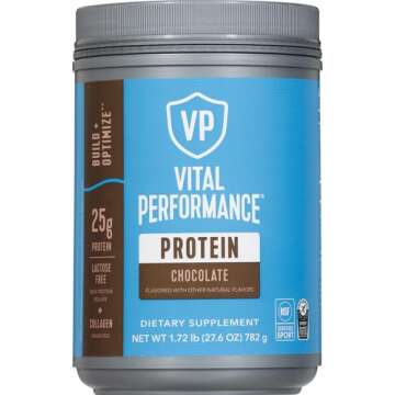 Vital Proteins Performance Powder, 25g Lactose-Free Milk Protein Isolate Powder, NSF for Sport Certified, 10g Grass-Fed Collagen Peptides, 8g EAAs, 5g BCAAs, Gluten-Free - Chocolate, 1.72lb