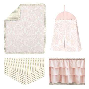 Sweet Jojo Designs Blush Pink White Damask and Gold Polka Dot Amelia Girl Baby Bedding 4 Piece Crib ...
