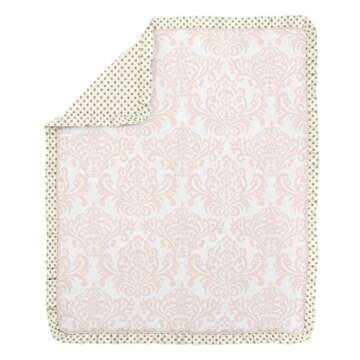Blush Pink & Gold Polka Dot Baby Bedding 4 Piece Set