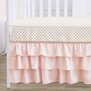 Blush Pink & Gold Polka Dot Baby Bedding 4 Piece Set