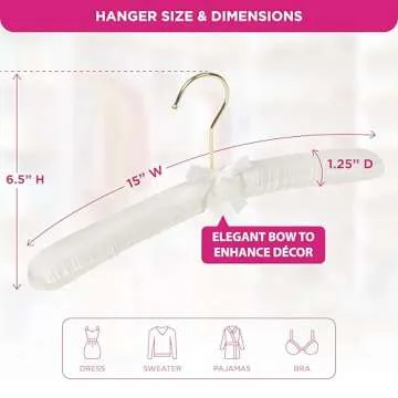 Florida Brands Padded Clothing Fabric Hangers for Women Clothing - Ivory, Set of 12 Premium Coat Hangers for Closet, Bride Hanger for Wedding Dress, Sweater Hangers