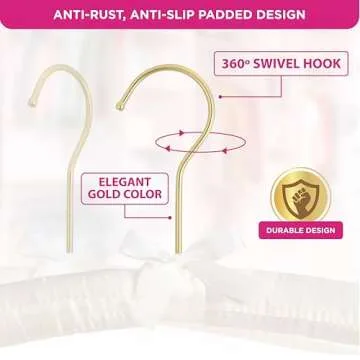 Florida Brands Padded Clothing Fabric Hangers for Women Clothing - Ivory, Set of 12 Premium Coat Hangers for Closet, Bride Hanger for Wedding Dress, Sweater Hangers