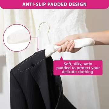 Florida Brands Padded Clothing Fabric Hangers for Women Clothing - Ivory, Set of 12 Premium Coat Hangers for Closet, Bride Hanger for Wedding Dress, Sweater Hangers