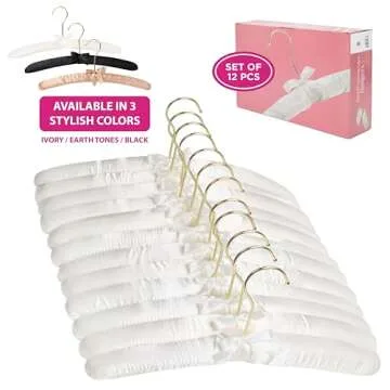 Florida Brands Padded Clothing Fabric Hangers for Women Clothing - Ivory, Set of 12 Premium Coat Hangers for Closet, Bride Hanger for Wedding Dress, Sweater Hangers