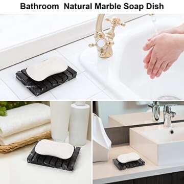 WORHE Marble Soap Dish for Bathroom and Kitchen Use