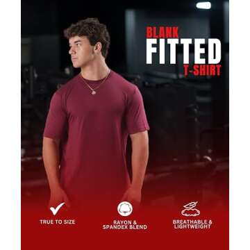 Ekko Men's T-Shirts, Fitted, Scoop Neck, Cotton Spandex Blend Apparel for Men, Mens Shirts, Basic Shirts for Men, Lightweight Mens T-Shirts for Everyday Wear, Made in America, XL, Red