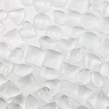 Weoxpr 100pcs Glass Cabochons Clear Dome Tiles for Cameo Pendants Photo Craft Jewelry Making(Round, Oval, Square, Teardrop, Heart-Shape)