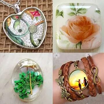 Weoxpr 100pcs Glass Cabochons Clear Dome Tiles for Cameo Pendants Photo Craft Jewelry Making(Round, Oval, Square, Teardrop, Heart-Shape)