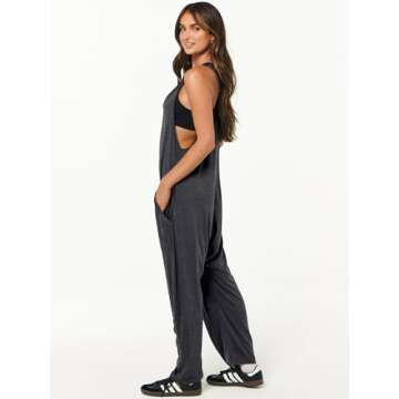 ANRABESS Jumpsuits for Women Casual Summer Overalls Sleeveless Spaghetti Strap Romper Jumpers Trendy Beach Vacation Outfits Deep Gray Medium