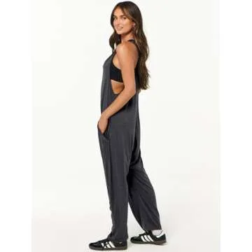 ANRABESS Jumpsuits for Women Casual Summer Overalls Sleeveless Spaghetti Strap Romper Jumpers Trendy Beach Vacation Outfits Deep Gray Medium