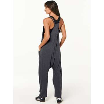 ANRABESS Jumpsuits for Women Casual Summer Overalls Sleeveless Spaghetti Strap Romper Jumpers Trendy Beach Vacation Outfits Deep Gray Medium