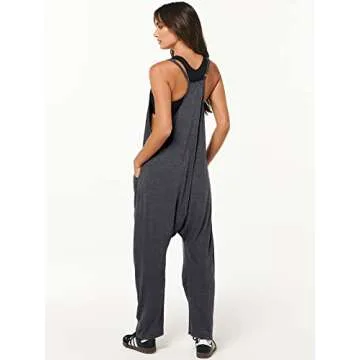 ANRABESS Jumpsuits for Women Casual Summer Overalls Sleeveless Spaghetti Strap Romper Jumpers Trendy Beach Vacation Outfits Deep Gray Medium