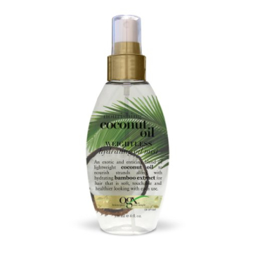 OGX Nourishing + Coconut Oil Weightless Hydrating Oil Hair Mist, Lightweight Leave-In Hair Treatment...