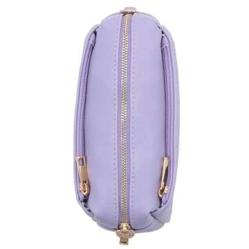 FashionPuzzle Triple Zip Small Crossbody Bag (Lavender)