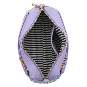 FashionPuzzle Triple Zip Small Crossbody Bag (Lavender)