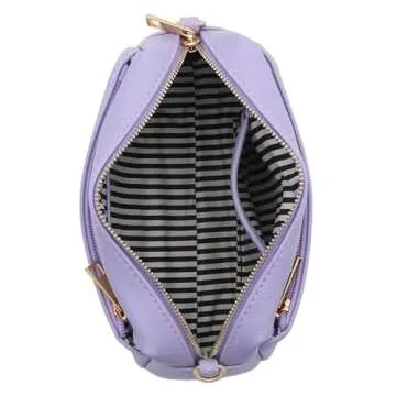 FashionPuzzle Triple Zip Small Crossbody Bag (Lavender)