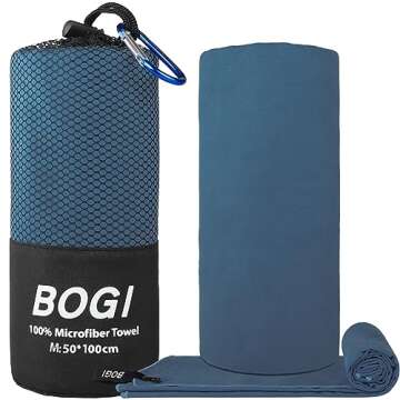 BOGI Microfiber Travel Sports Towel - Quick Dry, Soft, Lightweight, Compact Travel Towel (M:40"x20"-...