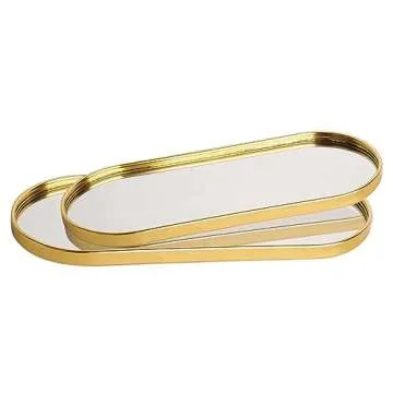 Elegant Gold Mirror Tray for Perfume and Jewelry Storage