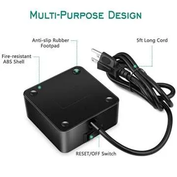 Power Strip with USB, MIBOTE 6 AC Outlet with 4 Port USB Surge Protector Power Strip Charger 5ft Power Cord 1875W 100-240V for Travel, TV, Computer, Transformers, Power Bank