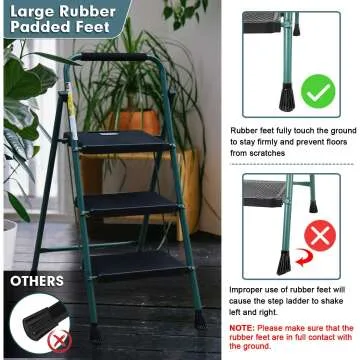 HBTower 3 Step Ladder - Lightweight & Sturdy Design