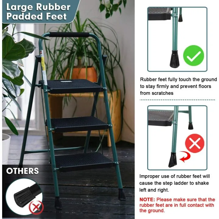 HBTower 3 Step Ladder - Lightweight & Sturdy Design