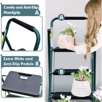 HBTower 3 Step Ladder - Lightweight & Sturdy Design