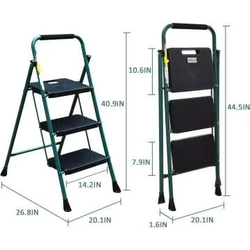 HBTower 3 Step Ladder - Lightweight & Sturdy Design