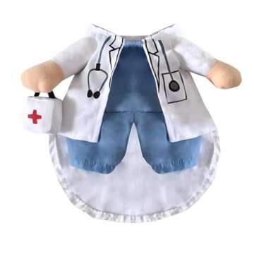 NACOCO Dog Cat Doctor Costume Pet Doctor Clothing Halloween Jeans Outfit Apparel (XS)