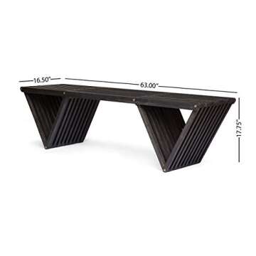 Esme Outdoor Acacia Wood Bench in Dark Gray Finish