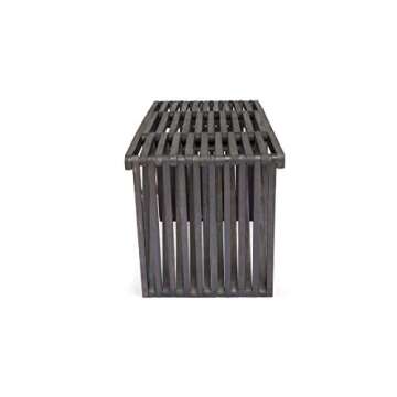 Esme Outdoor Acacia Wood Bench in Dark Gray Finish