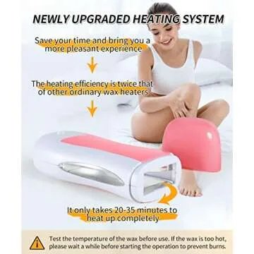 Roll on Wax Warmer Kit for Painless Hair Removal - Facial, Eyebrow, Armpit, Bikini, Brazilian Waxing with 2 Rose and Pink Cartridges