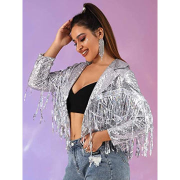 Edary Sparkly Long Sleeve Sequin Jacket for Women