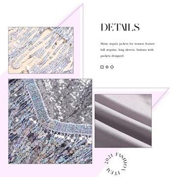 Edary Sparkly Long Sleeve Sequin Jacket for Women