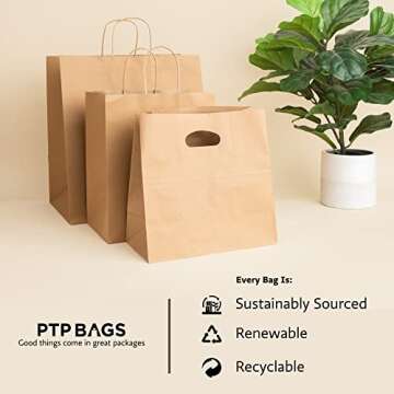 Eco-Friendly Kraft Paper Tote Bags for Gifts and More