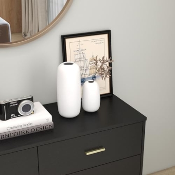 Stylish 6 Drawer Dresser with Gold Accents for Home Storage