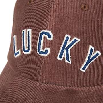 Lucky Brand Cotton Embroidered Baseball Cap with Adjustable Straps for Men and Women (One Size Fits Most), Corduroy-Cognac