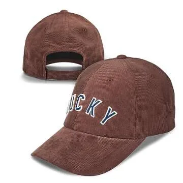 Lucky Brand Cotton Embroidered Baseball Cap with Adjustable Straps for Men and Women (One Size Fits Most), Corduroy-Cognac