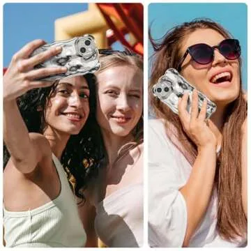 UEEBAI Ripple Case for iPhone 15 Plus, Cute Silver Case Wave Shape for iPhone Case Shockproof 3D Phone Case, Water Ripple Case 3D Chrome Case Pretty Case Aesthetic Case, Silver